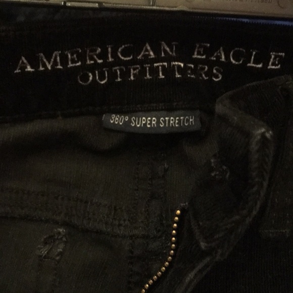 Size 00 American Eagle Black Corduroy Jeggings - Picture 5 of 6